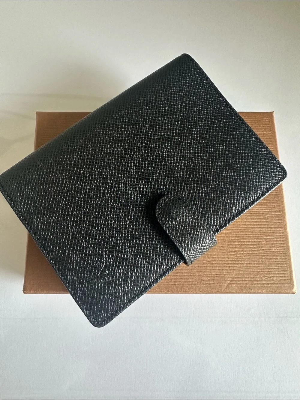 Louis Vuitton Taiga PM Agenda Cover Pen Ruler Box Full Set Black